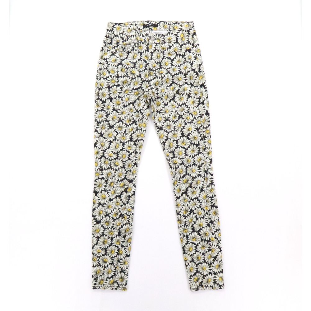 Womens 7 FOR ALL MANKIND Sz 25 Sunflower Skinny Jeans Stretch Black Yellow - Picture 3 of 12